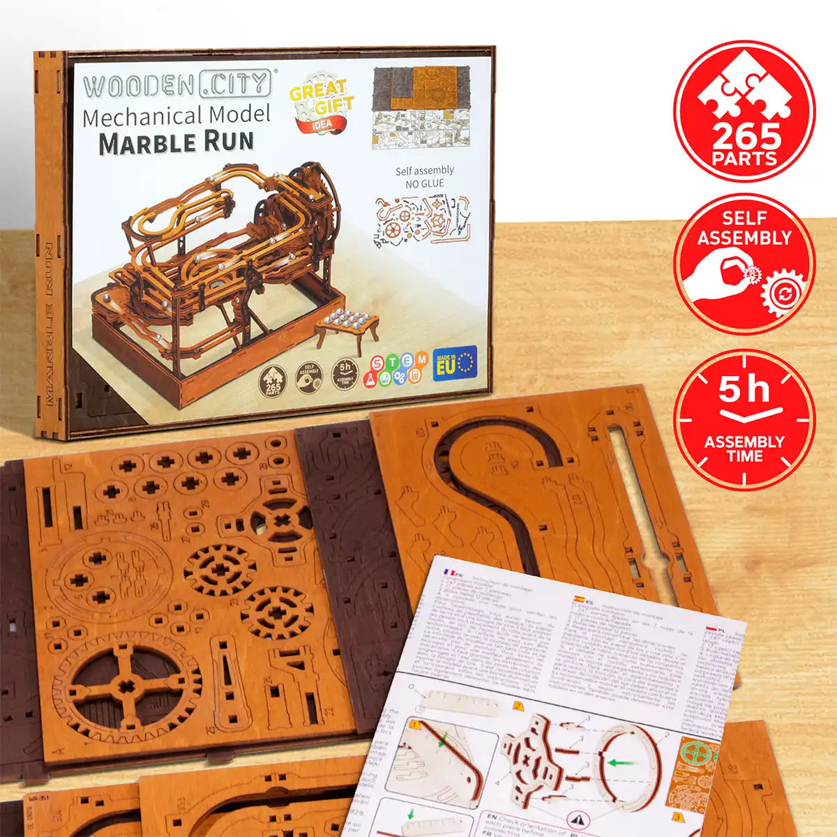 Wooden City Marble Run 3D Wooden Model Kit - WR353