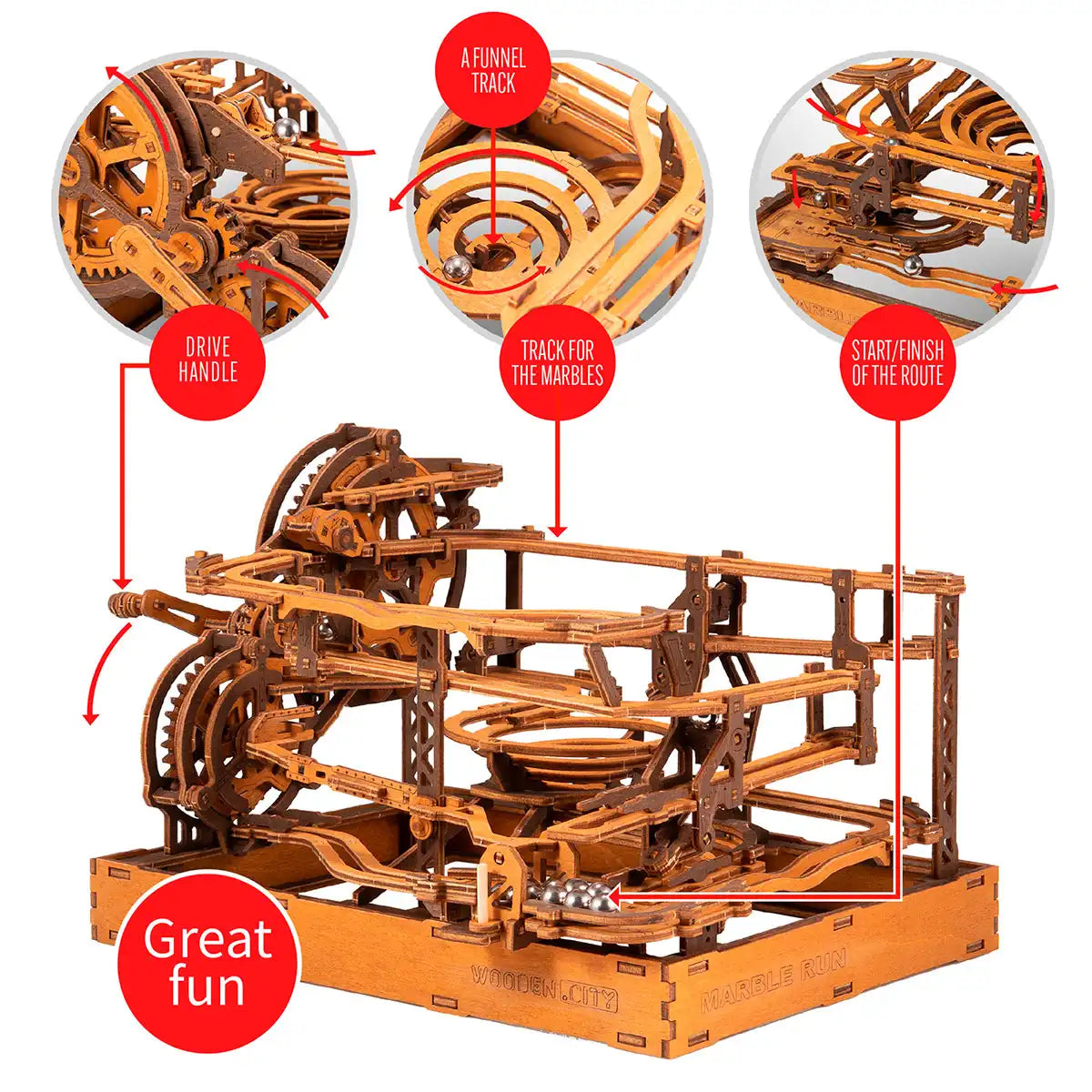Wooden City Marble Run 3D Wooden Model Kit - WR353