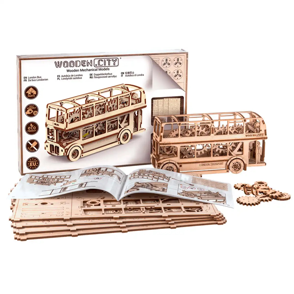 Wooden City London Bus 3D Wooden Bus Puzzle – WR303