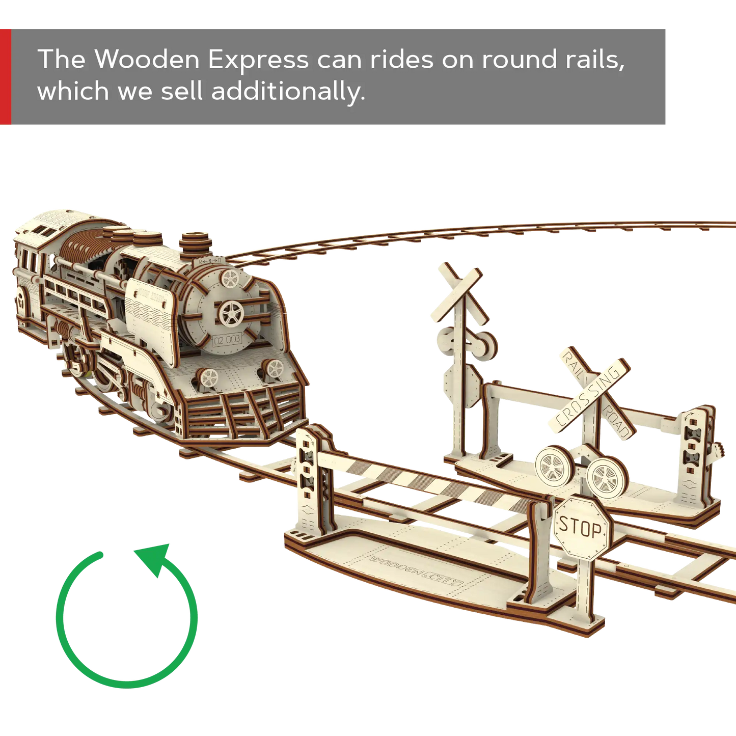 Wooden City Wooden Express With Rails 3D Wooden Train Puzzle – WR321