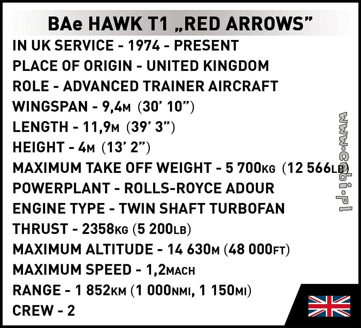 Cobi BAe Hawk T1 Red Arrows COBI-5844