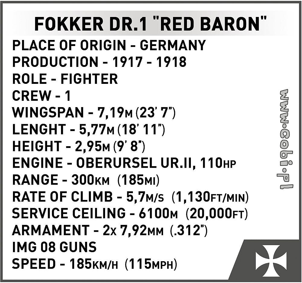 Cobi Fokker Dr.1 Red Baron COBI-2986