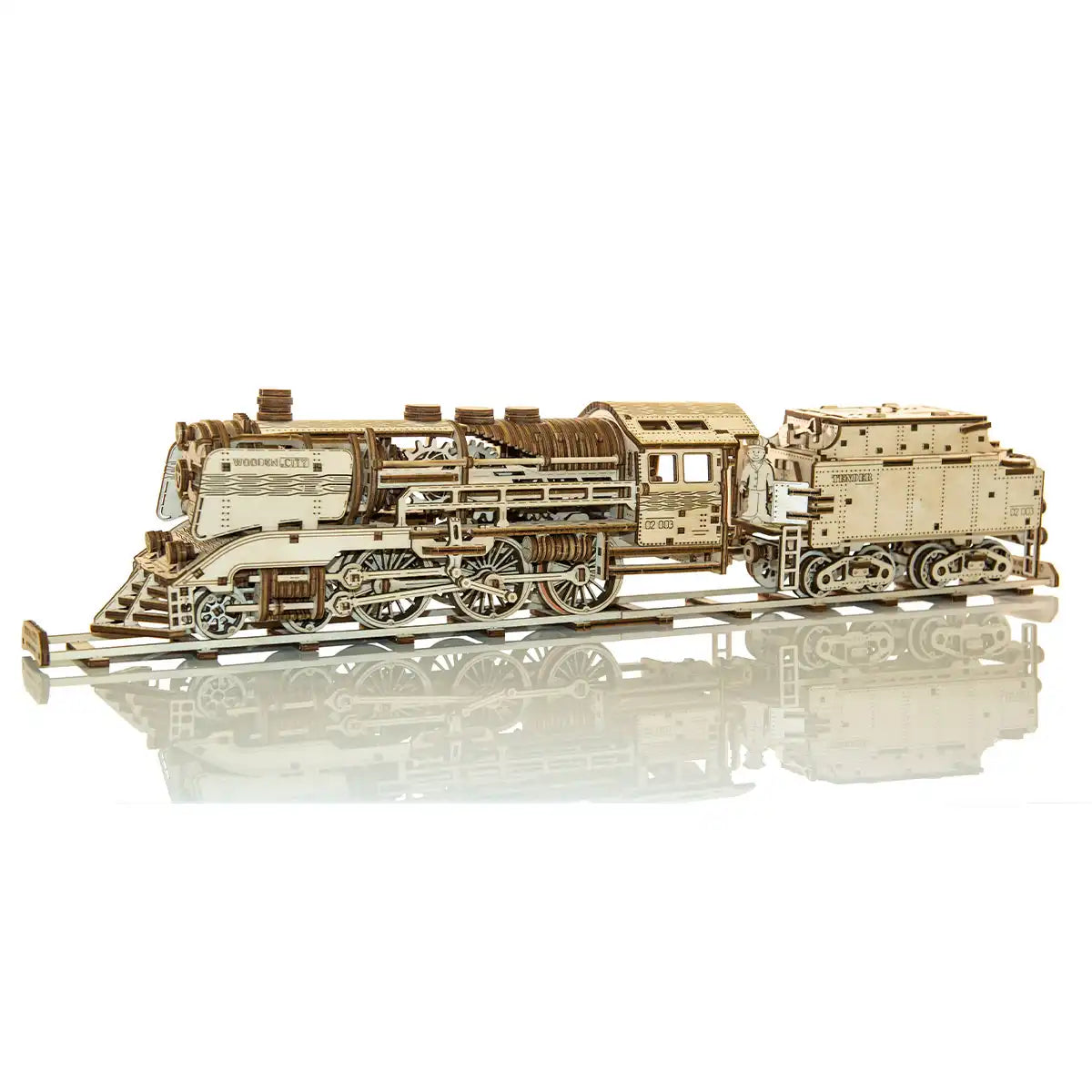 Wooden City Wooden Express + Tender with Rails 3D Wooden Train Puzzle – WR323