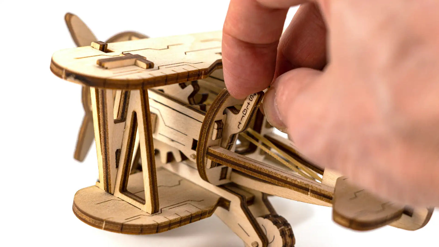 Wooden City Biplane 3D Wooden Plane Puzzle – WR304