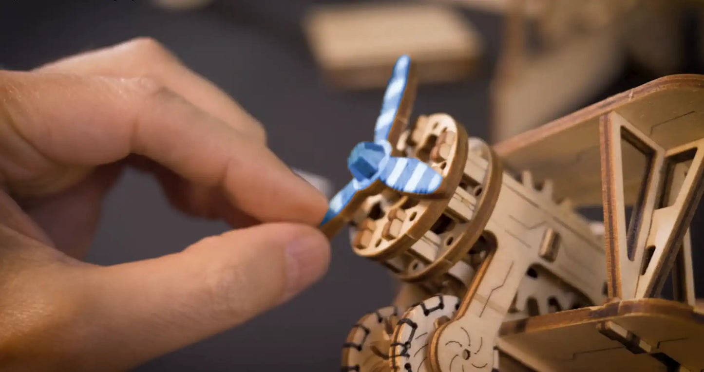 Wooden City Biplane 3D Wooden Plane Puzzle – WR304