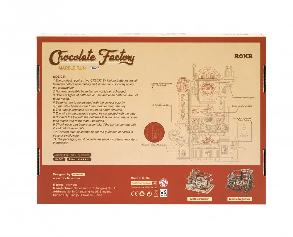 ROKR Chocolate Factory Marble Run 3D Wooden Puzzle LGA02