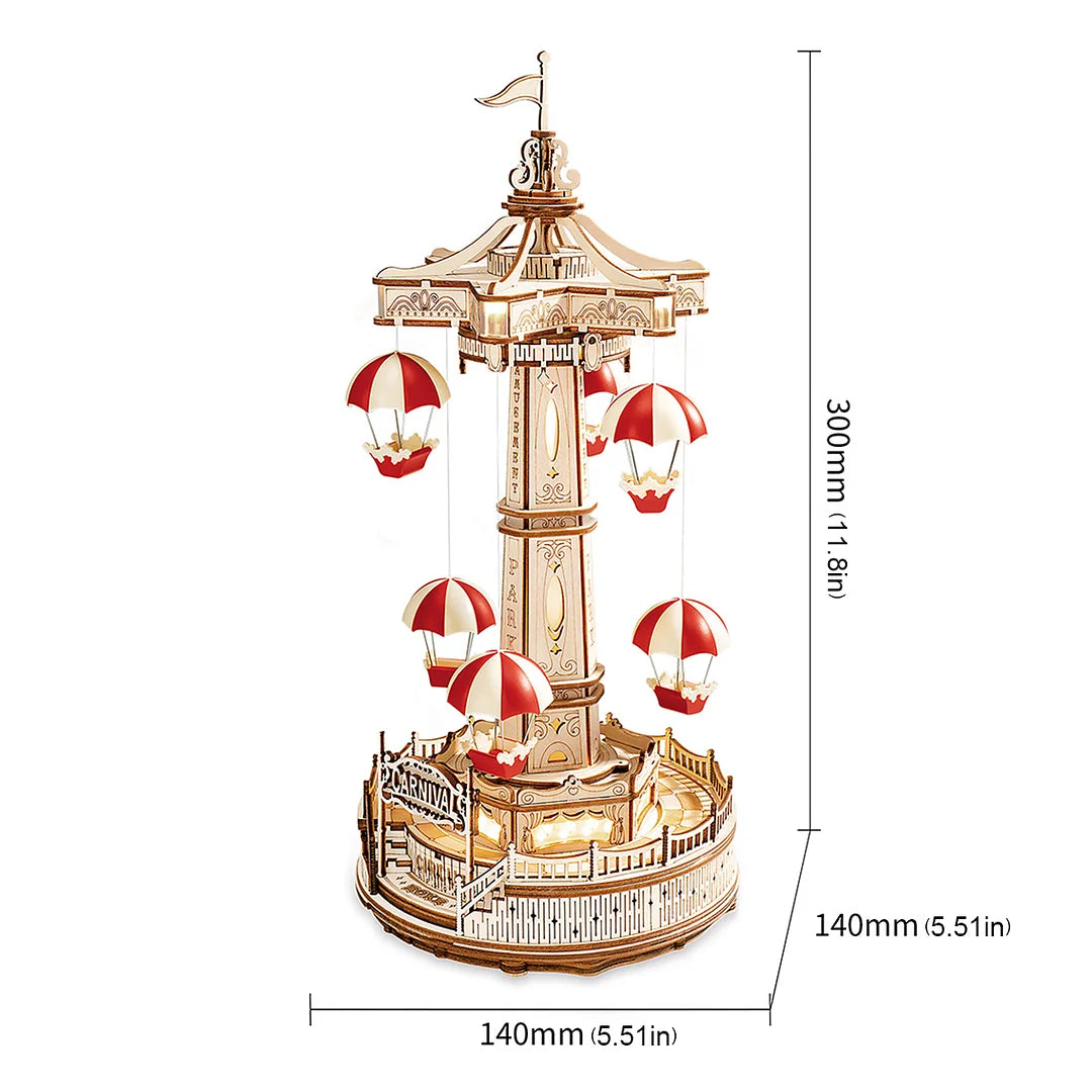 ROKR Parachute Tower DIY Music Box 3D Wooden Puzzle EA01