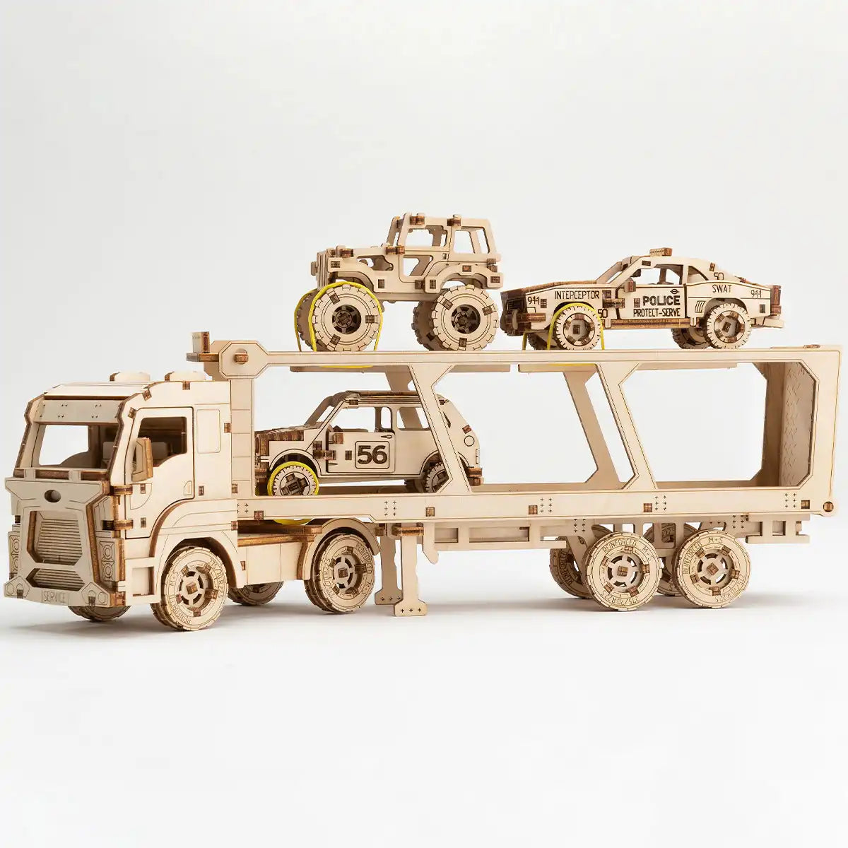 Wooden City Car Carrier Truck MB016 3D Wooden Puzzle – MB016