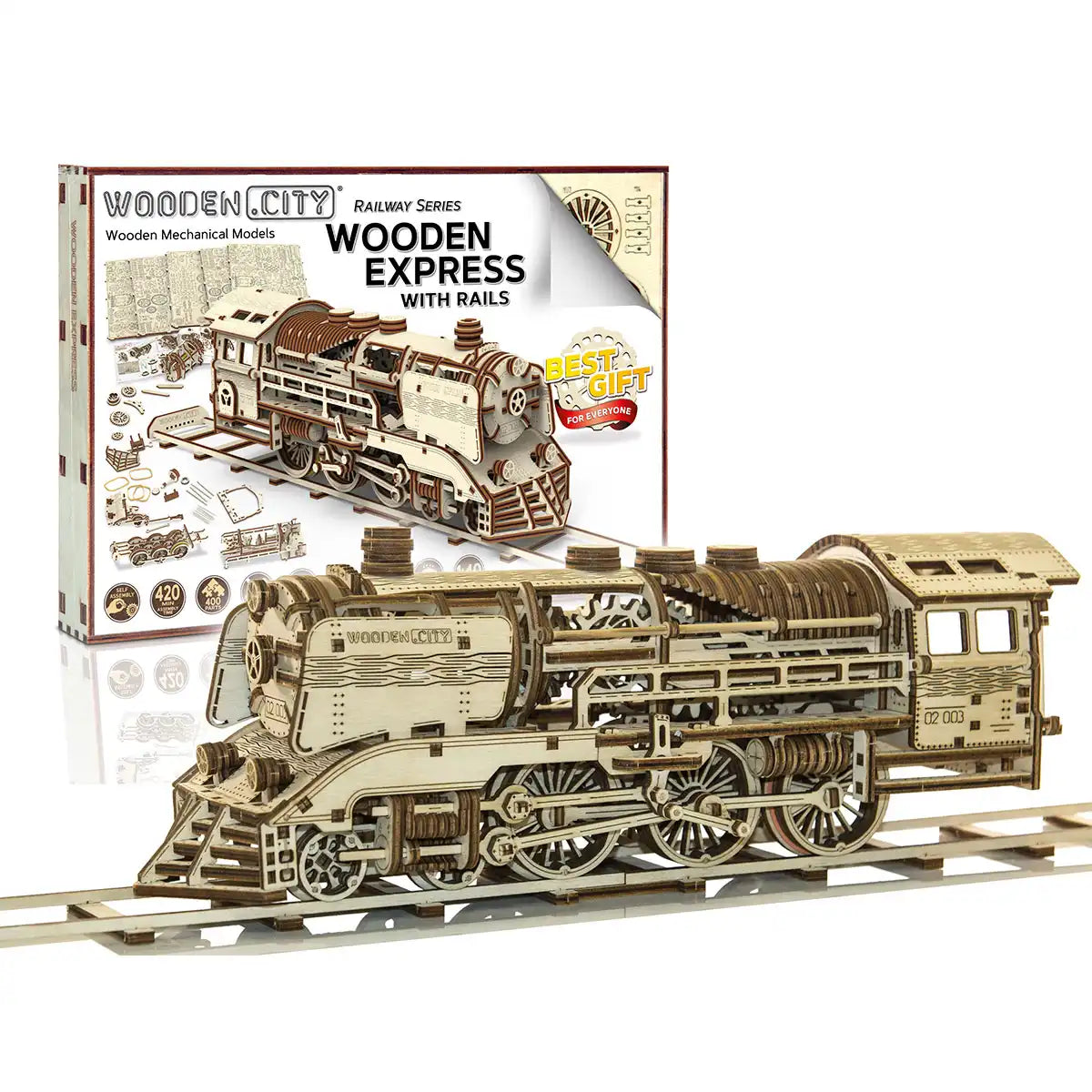 Wooden City Wooden Express With Rails 3D Wooden Train Puzzle – WR321