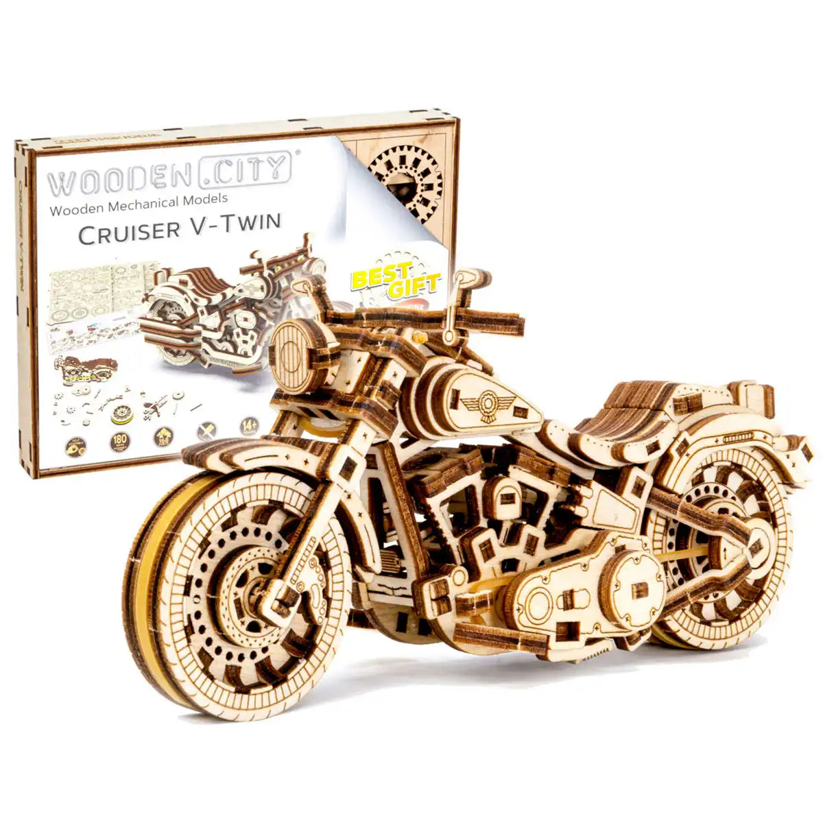Wooden City Cruiser V-Twin 3D Wooden Motorbike Puzzle – WR342