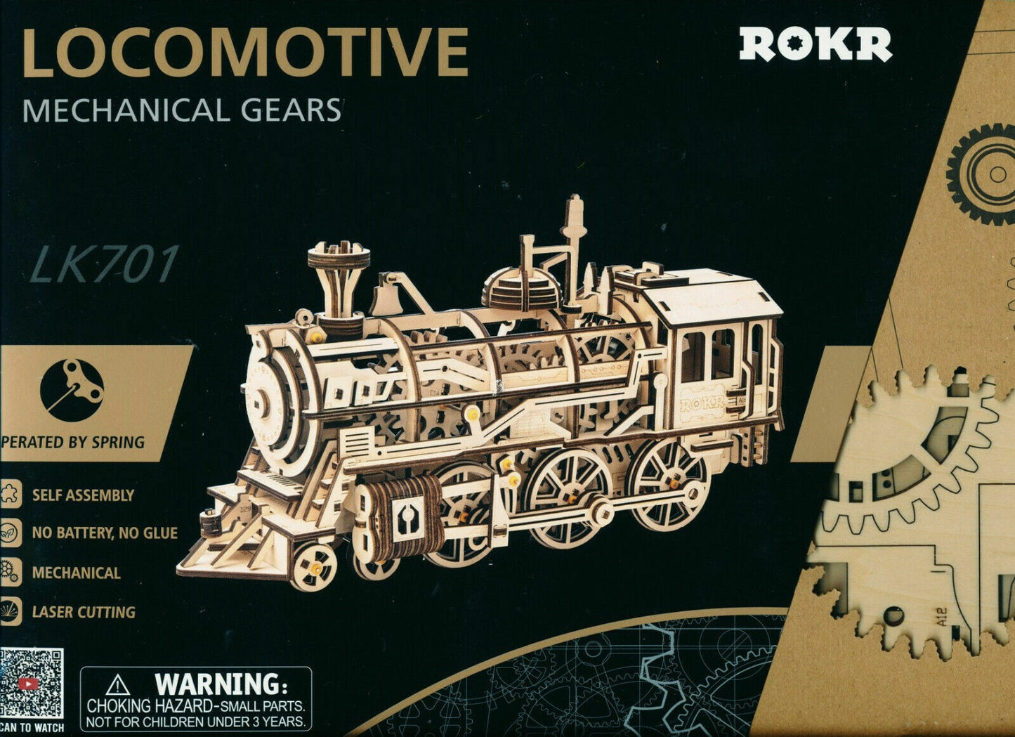 ROKR Locomotive Mechanical Gears 3D Wooden Puzzle LK701