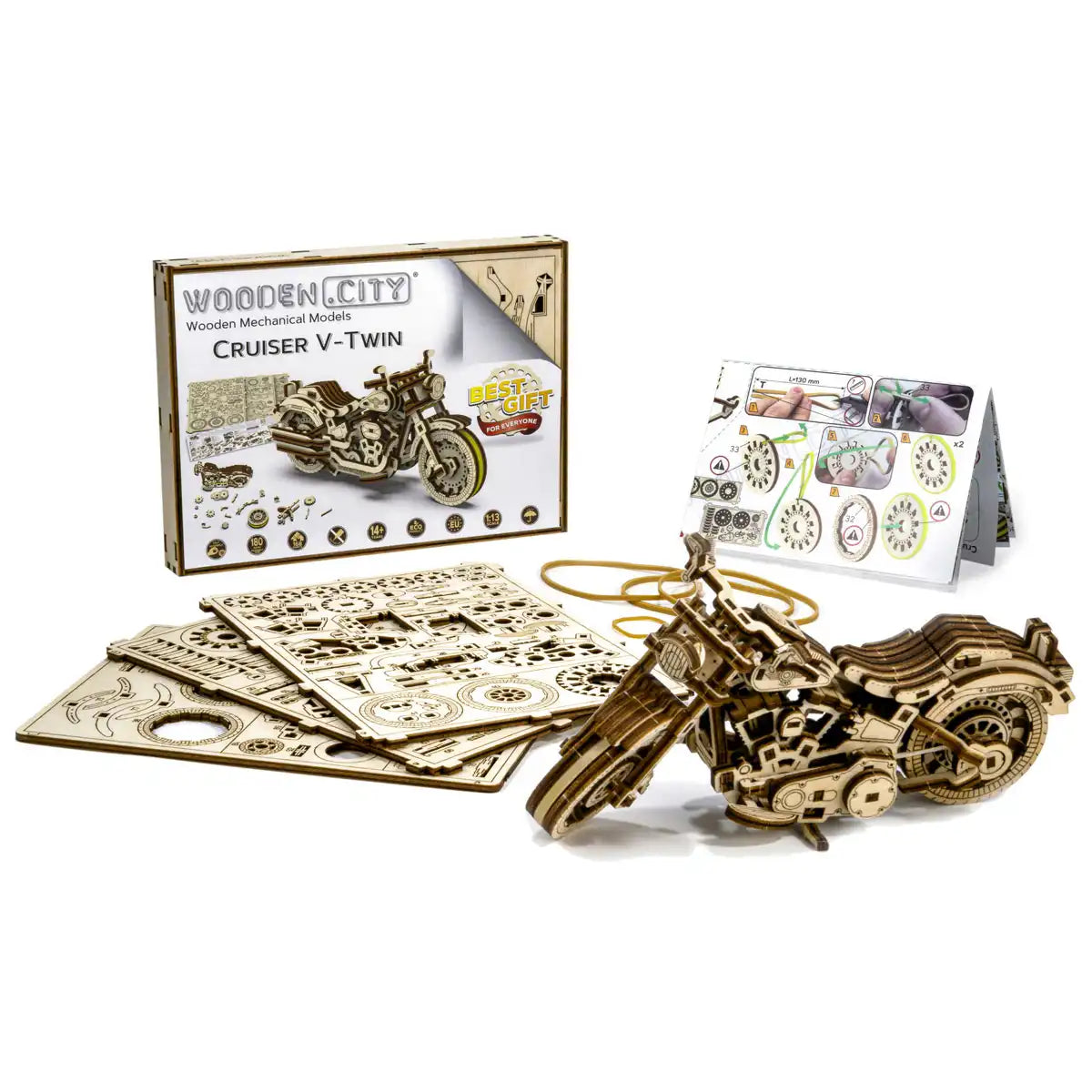 Wooden City Cruiser V-Twin 3D Wooden Motorbike Puzzle – WR342