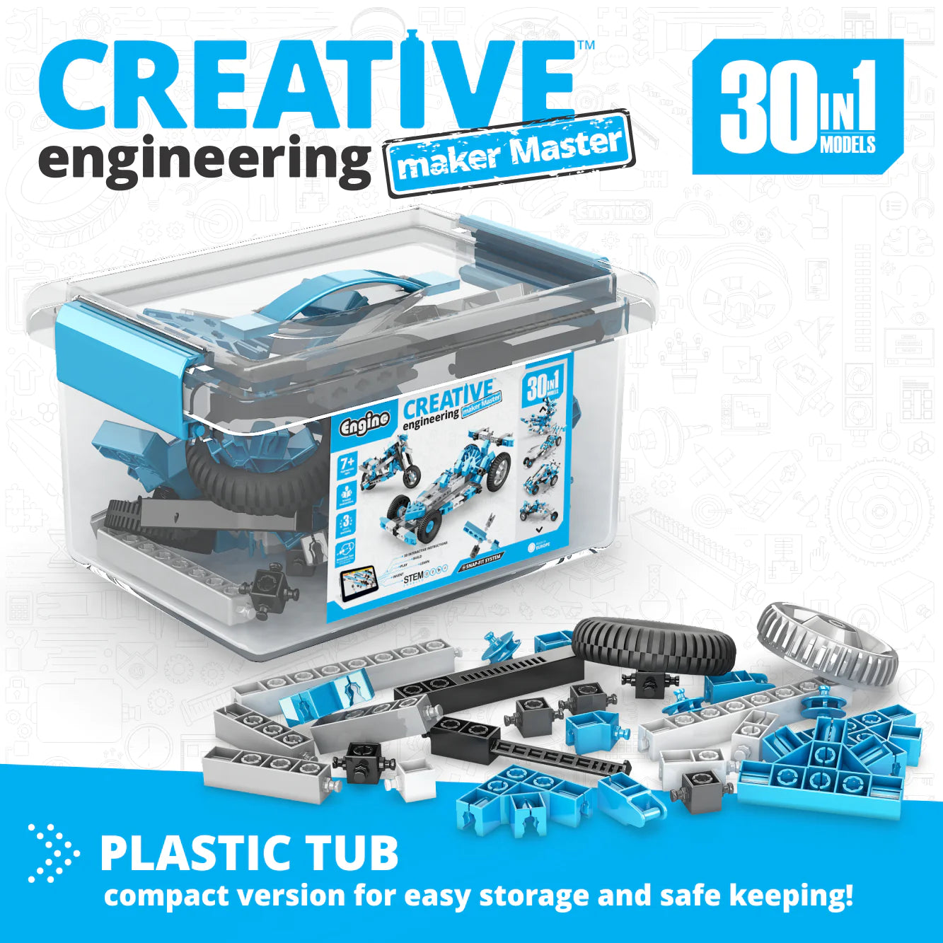 Engino Toys Creative Engineering STEM Maker Master 30-Model Set CE301MM-A