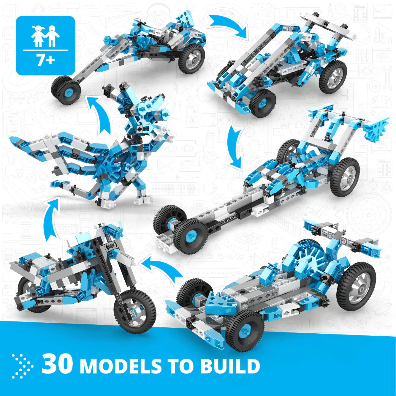 Engino Toys Creative Engineering STEM Maker Master 30-Model Set CE301MM-A