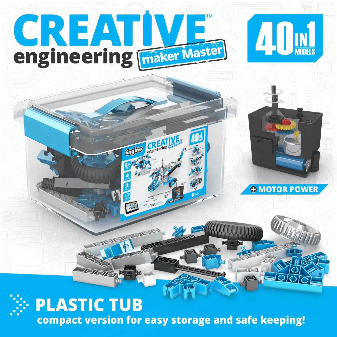 Engino Toys Creative Engineering STEM Maker Master 40- Motorized Set CE401MM-A