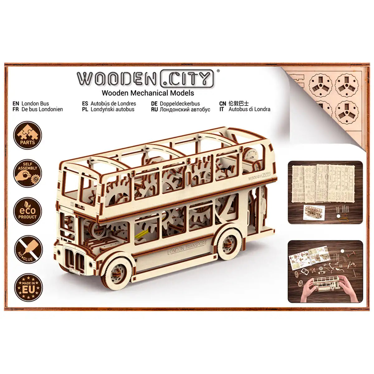 Wooden City London Bus 3D Wooden Bus Puzzle – WR303