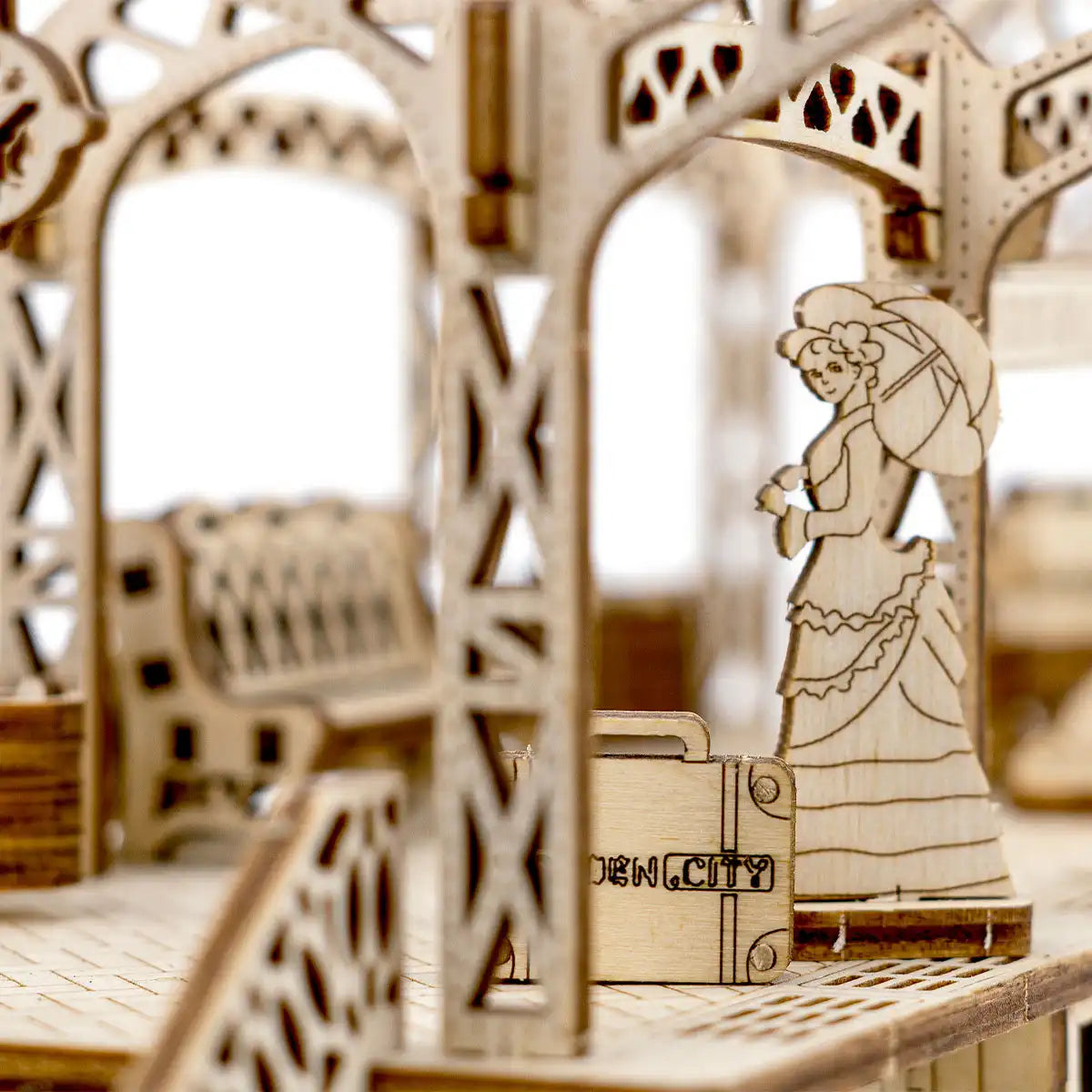 Wooden City Railway Station 3D Wooden Train Puzzle – WR325