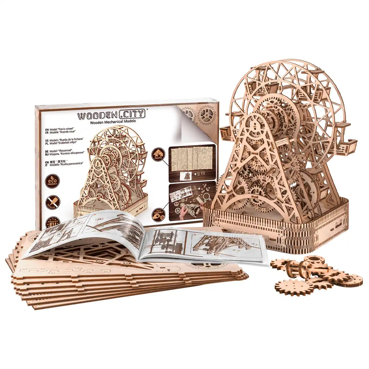 Wooden City Ferris Wheel 3D Wooden Decoration Puzzle – WR306