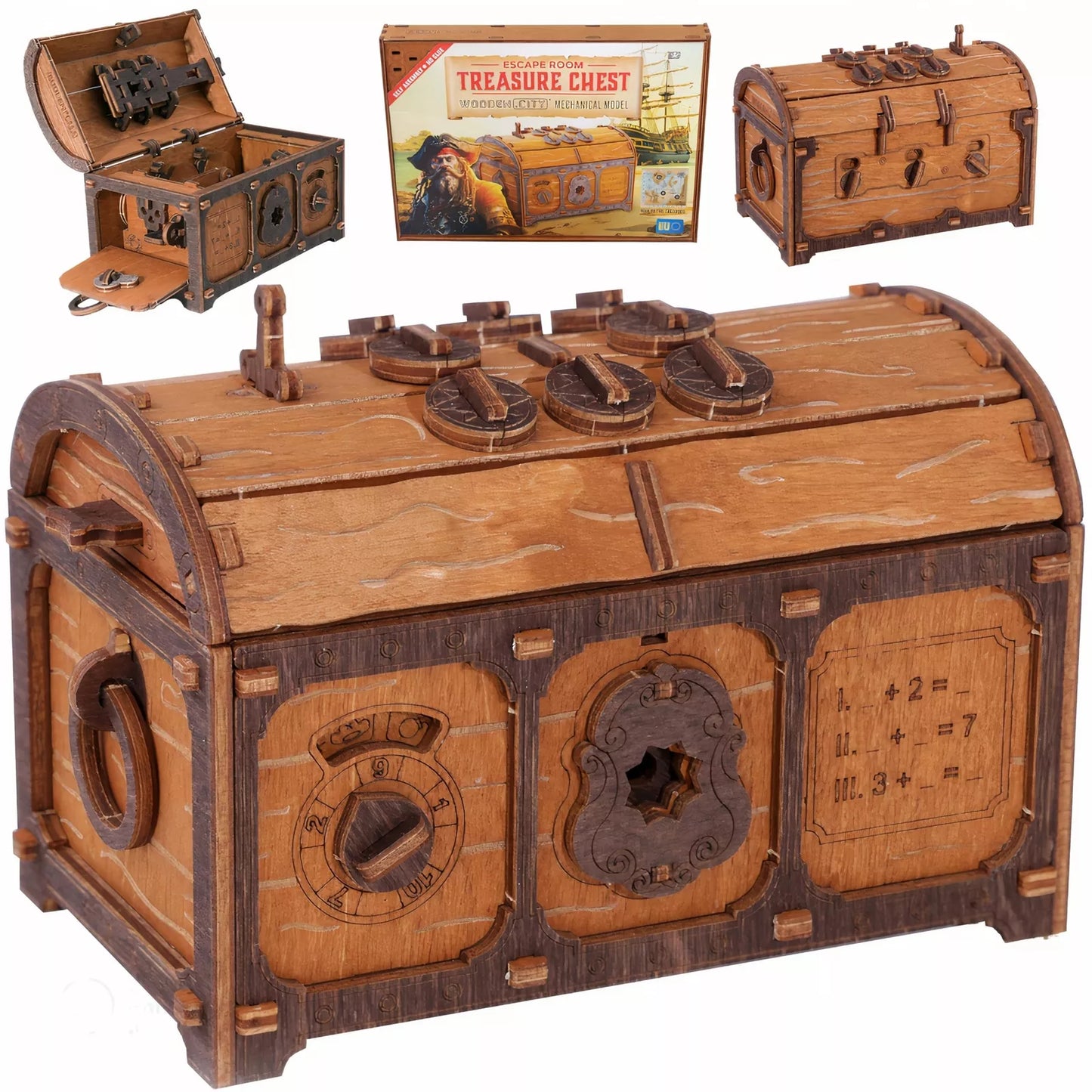 Wooden City Escape room Treasure Chest 3D Wooden Box Puzzle – WR355