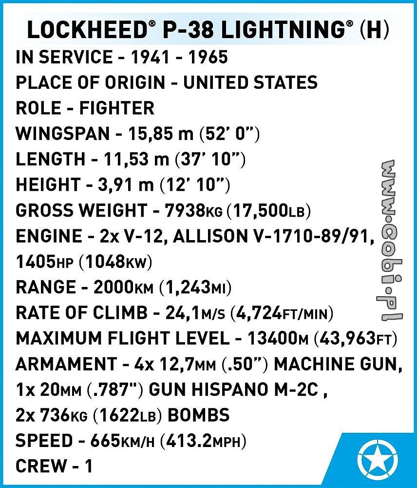 Cobi Lockheed P-38 H Lightning COBI-5726