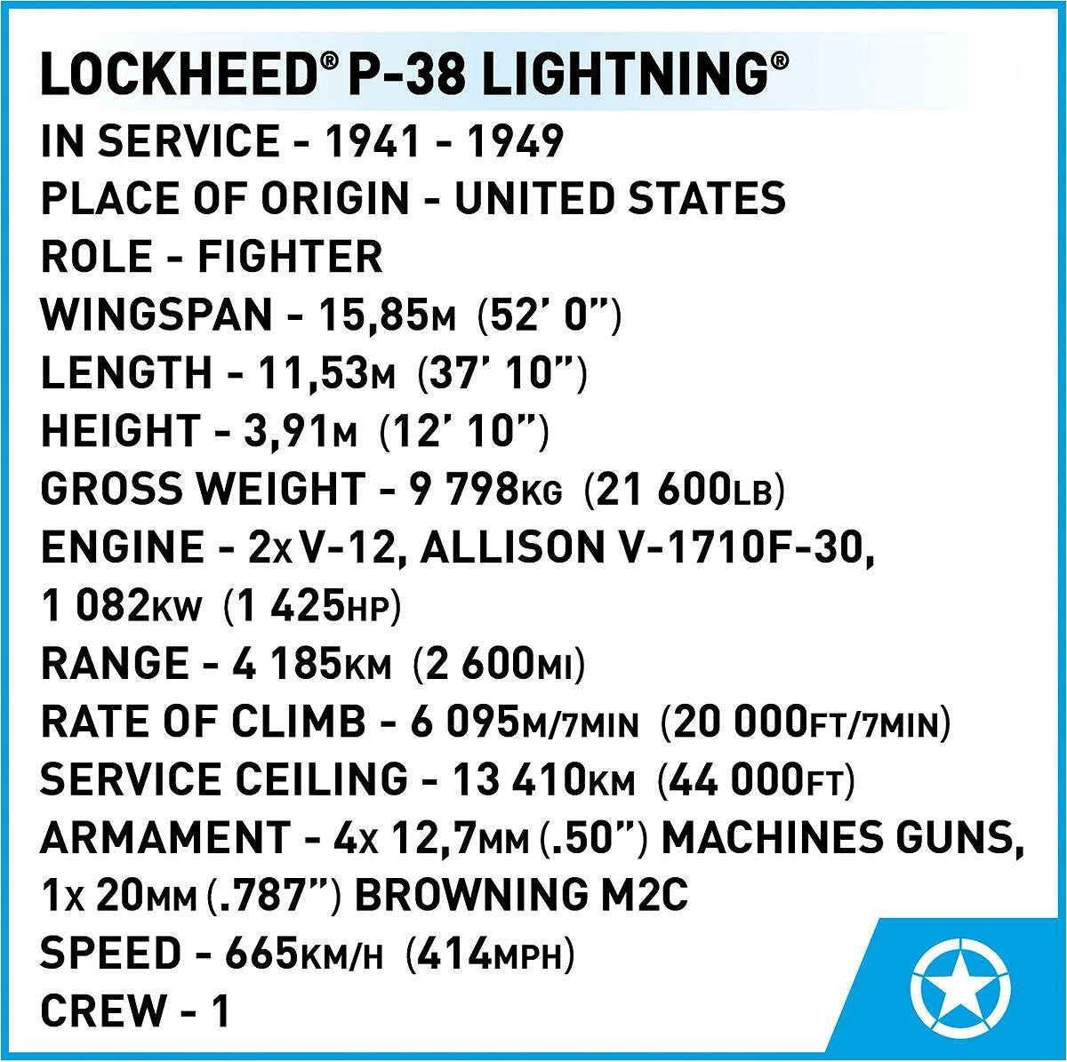 COBI-5882 Lockheed P-38 Lightning