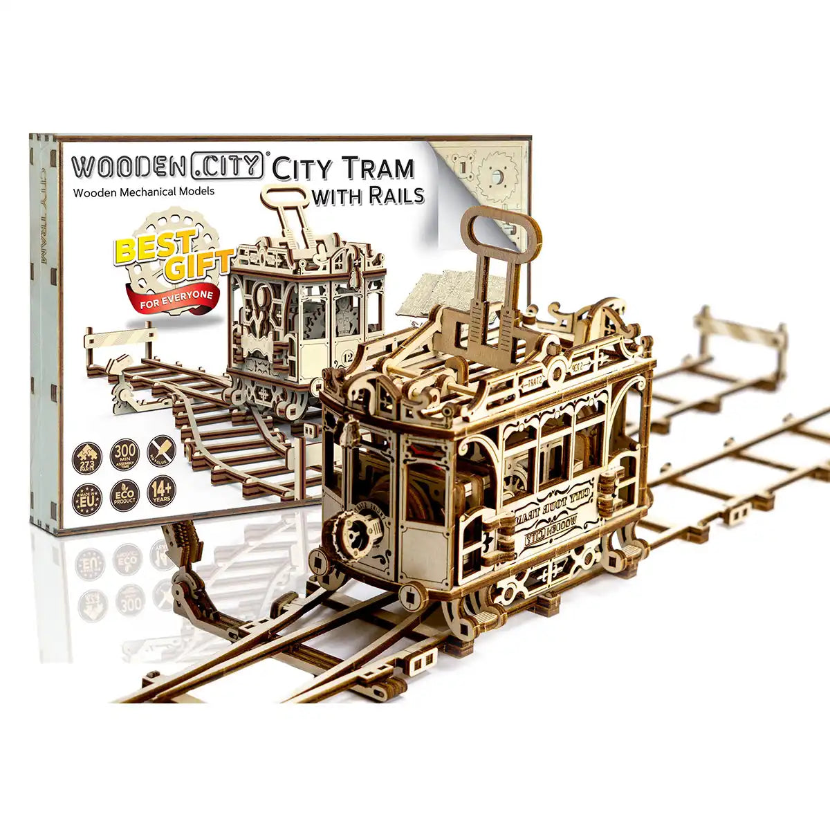 Wooden City : City Tram with Rails 3D Wooden Train Puzzle – WR320