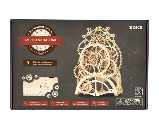 ROKR Pendulum Clock Mechanical Gears 3D Wooden Puzzle LK501