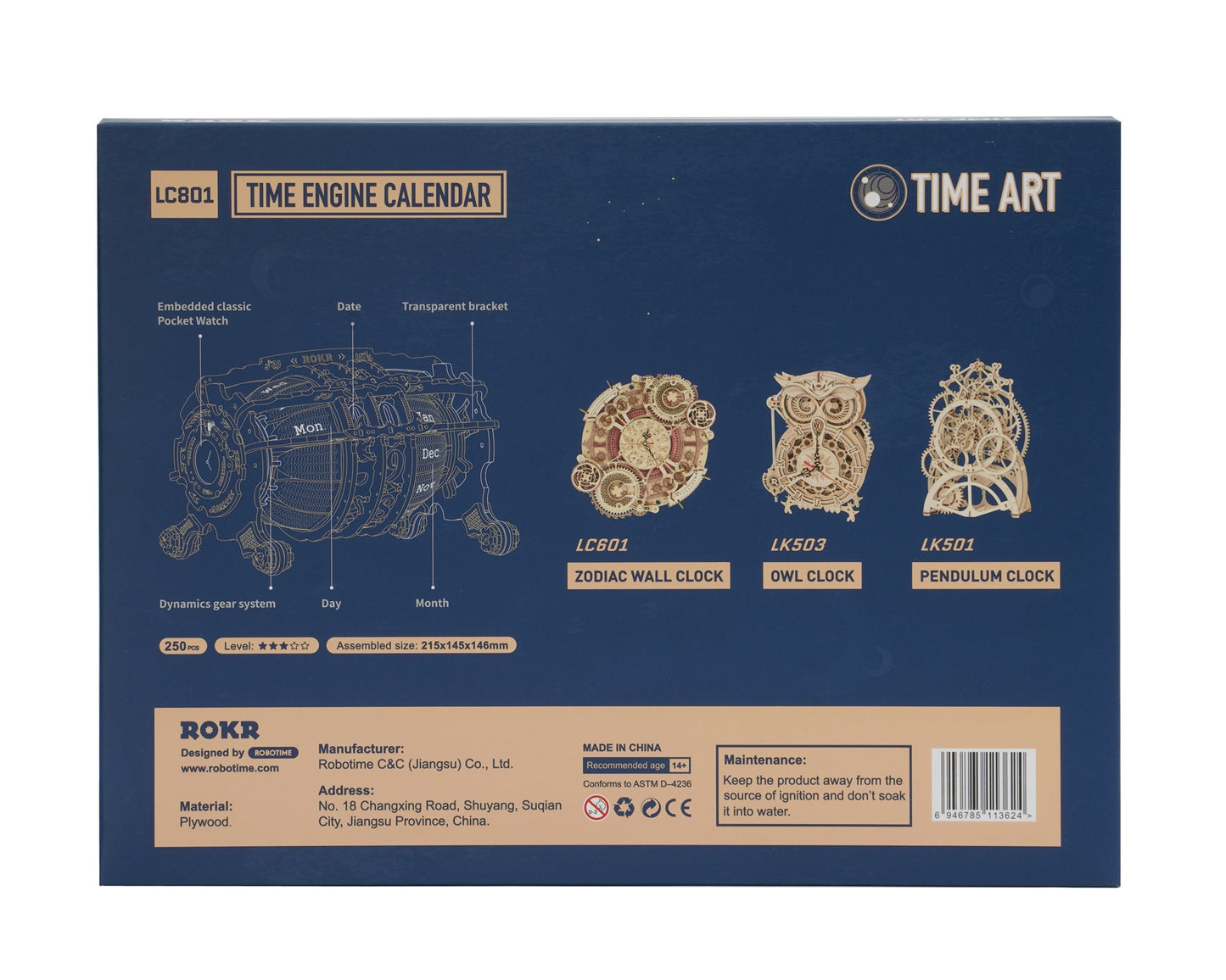 ROKR Time Engine DIY Desk Calendar 3D Wooden Puzzle LC801