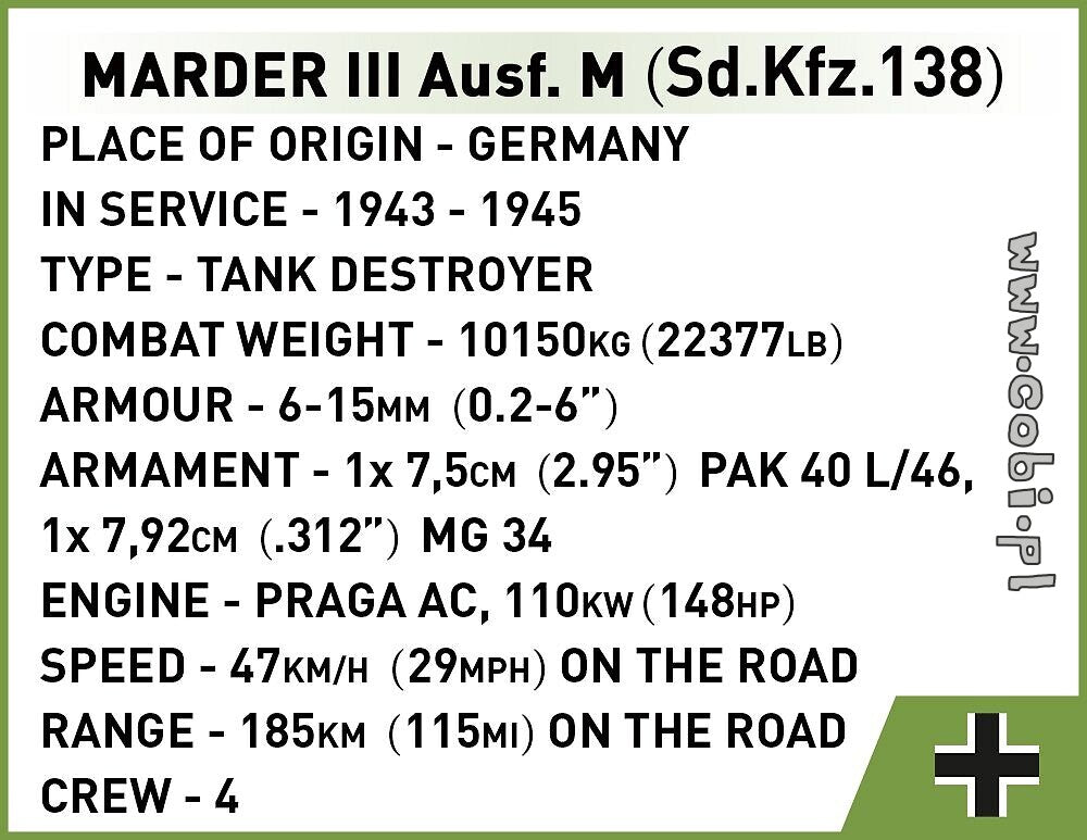 COBI-2282 Marder III Ausf.M (Sd.Kfz.138)