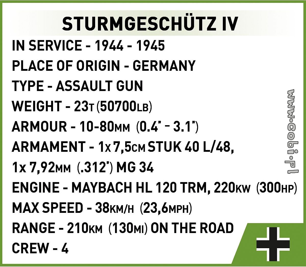 Cobi Sturmgeschütz IV Sd.Kfz.167  COBI-2576
