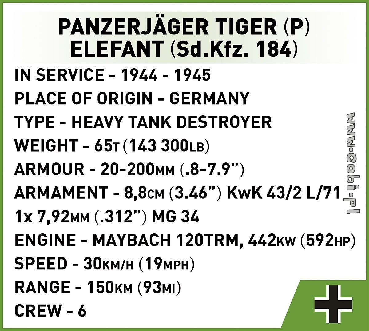 COBI-2582 Panzerjäger Tiger (P) Elefant