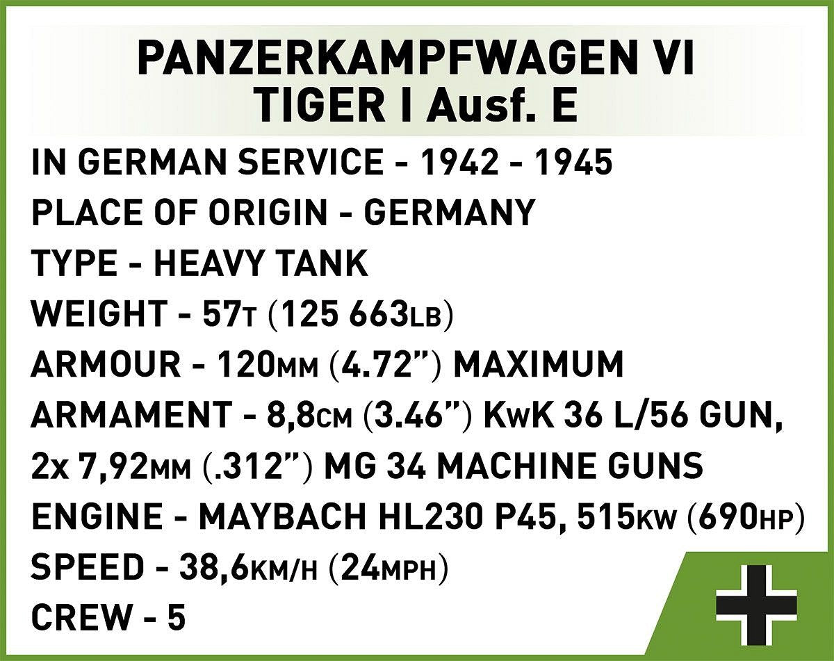 COBI-2587 Panzerkampfwagen VI Tiger I Ausf. E - Executive Edition