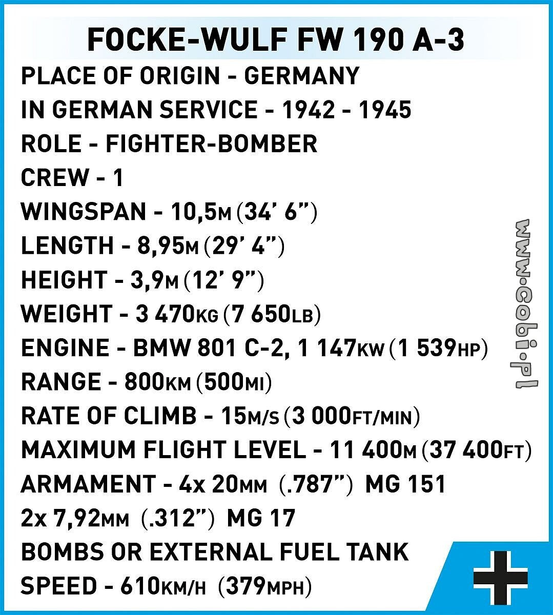 Cobi Focke-Wulf FW 190-A3 COBI-5741