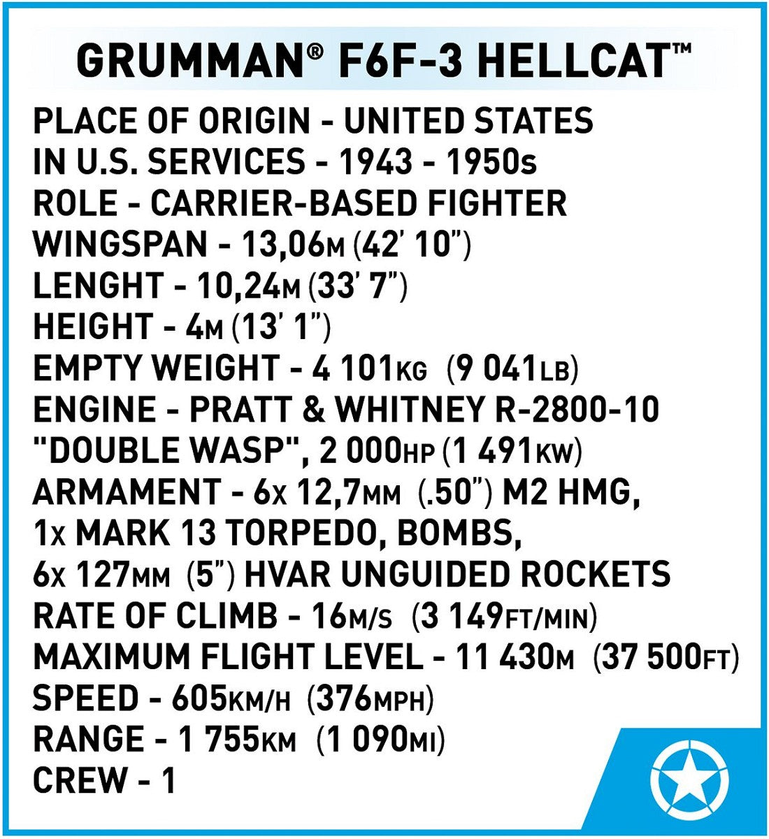 COBI-5883 Grumman F6F Hellcat
