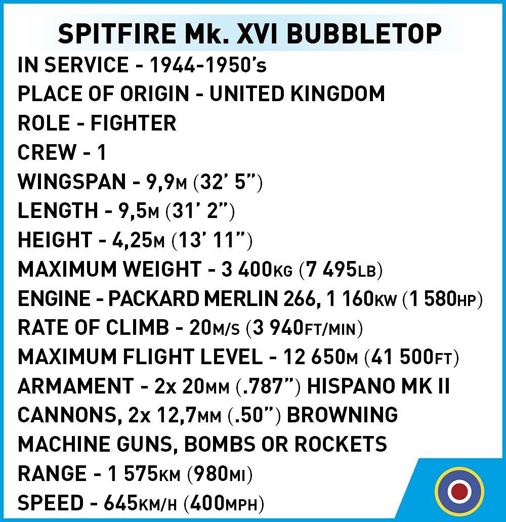 COBI-5865 Spitfire Mk. XVI Bubbletop