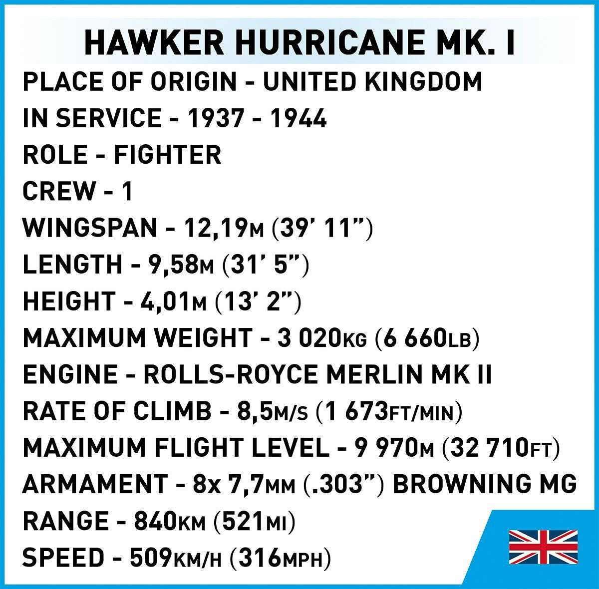 COBI-5866 Hawker Hurricane Mk.1