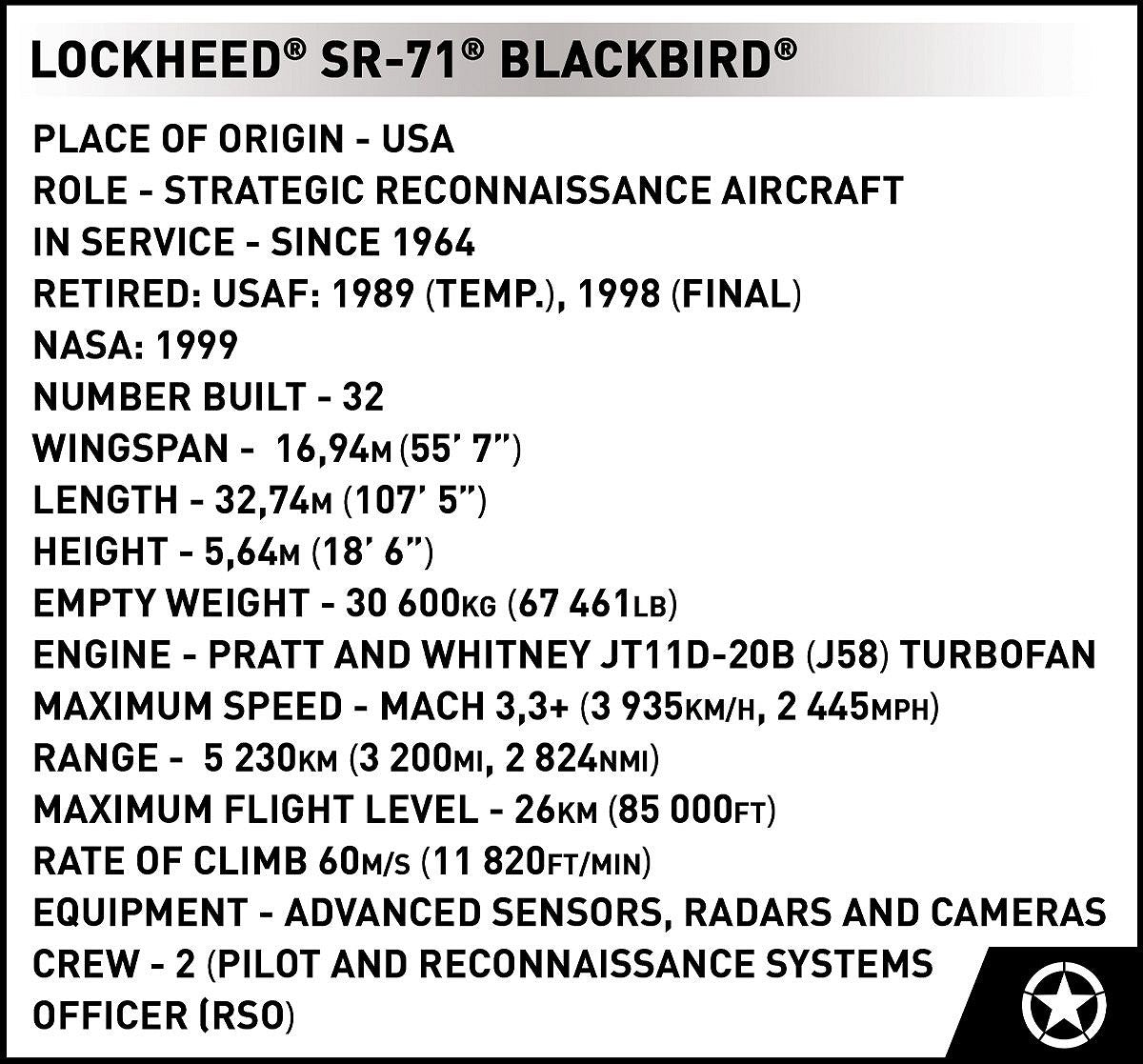 COBI-5890 Lockheed SR-71 Blackbird - Executive Edition