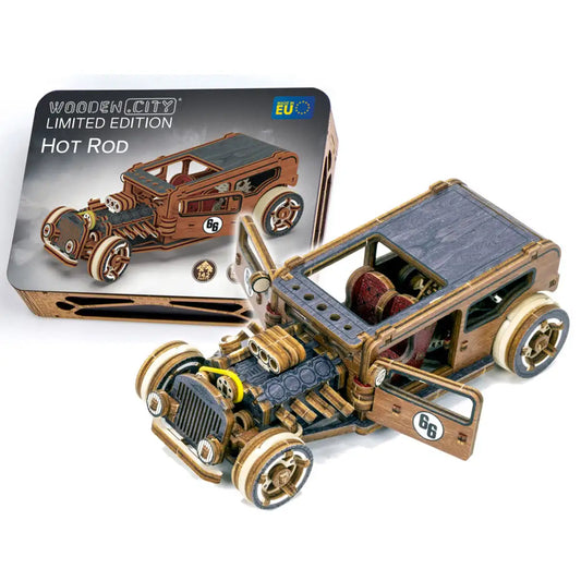 Wooden City LE001 3D Wooden Car Puzzle – Hot Rod Limited Edition