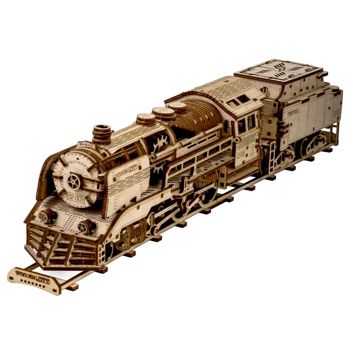 Wooden City WR323 3D Wooden Train Puzzle – Wooden Express + Tender with Rails