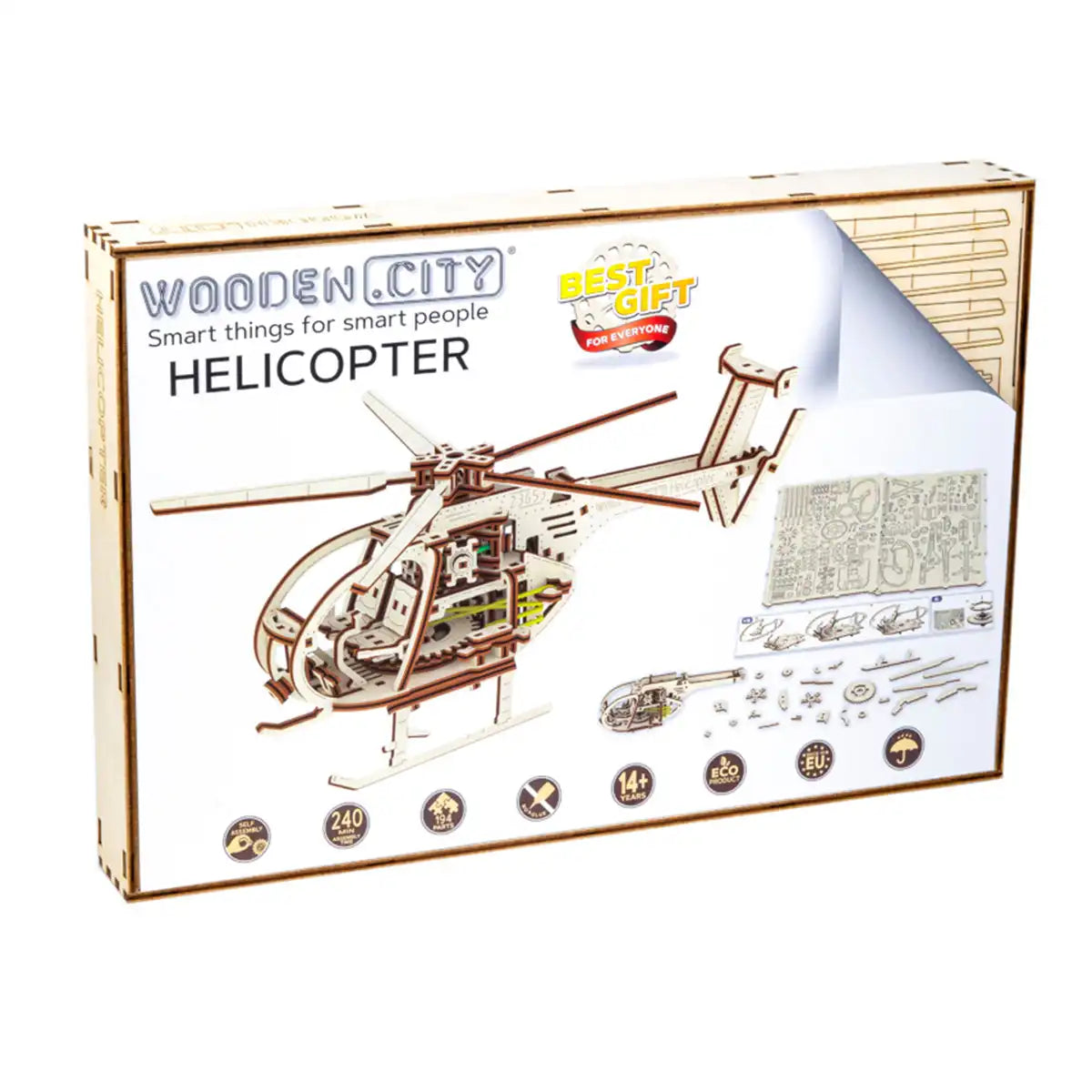 Wooden City WR344 3D Wooden Helicopter Puzzle – Helicopter