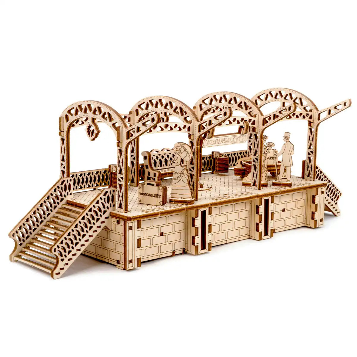 Wooden City WR325 3D Wooden Train Puzzle – Railway Station