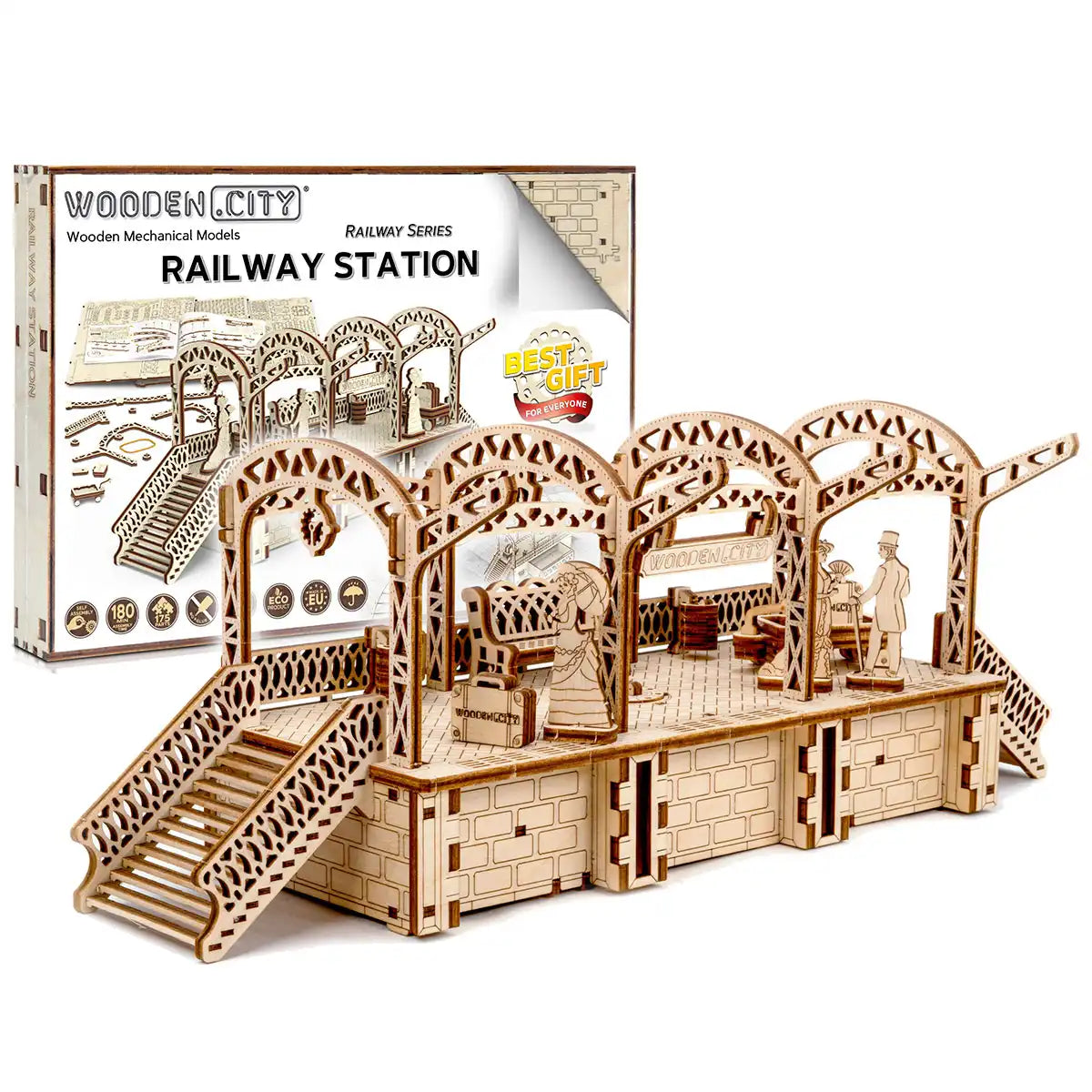 Wooden City WR325 3D Wooden Train Puzzle – Railway Station