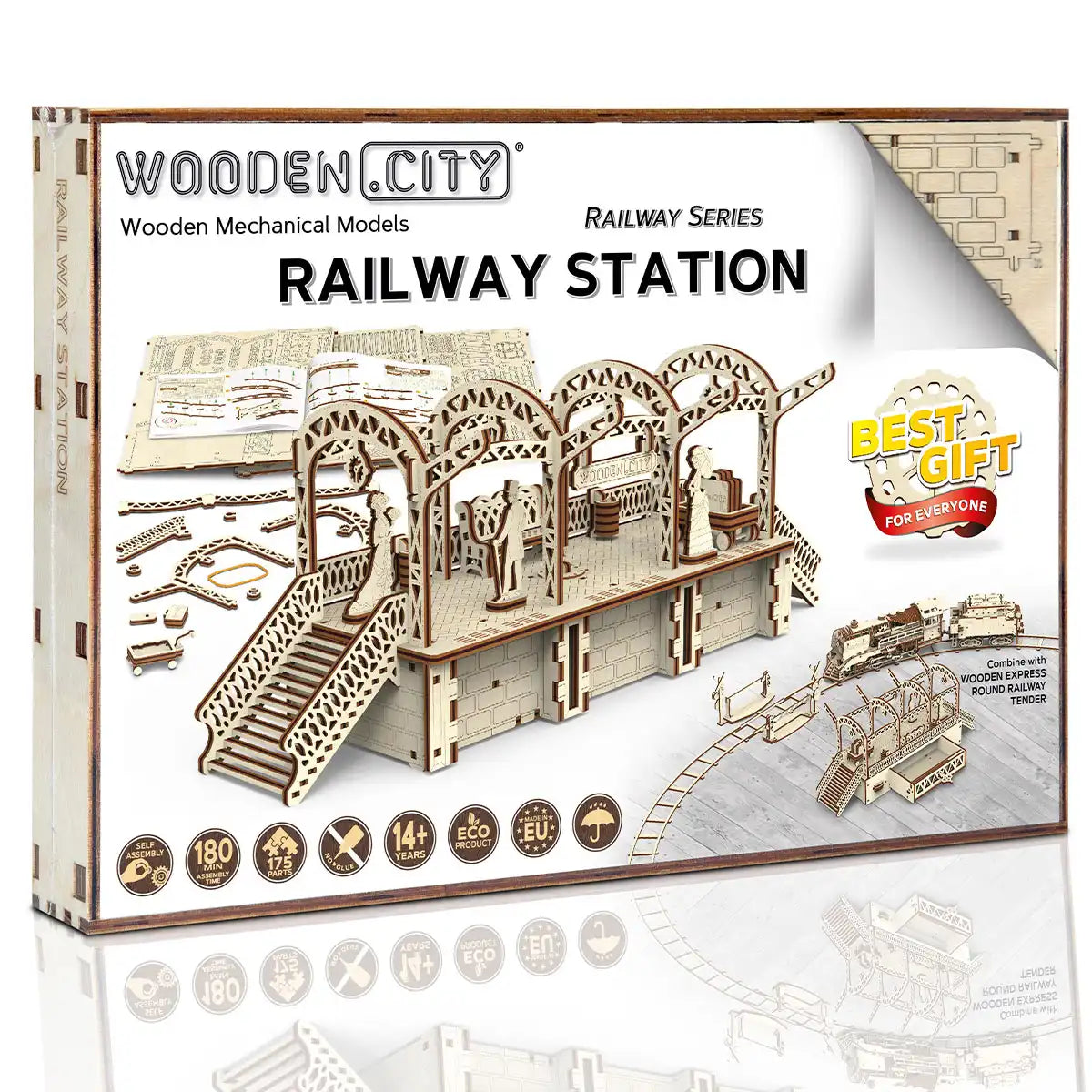 Wooden City WR325 3D Wooden Train Puzzle – Railway Station