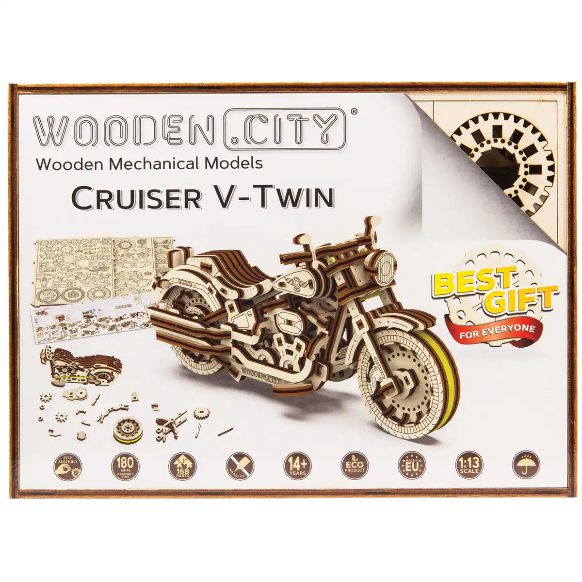 Wooden City WR342 3D Wooden Motorbike Puzzle – Cruiser V-Twin