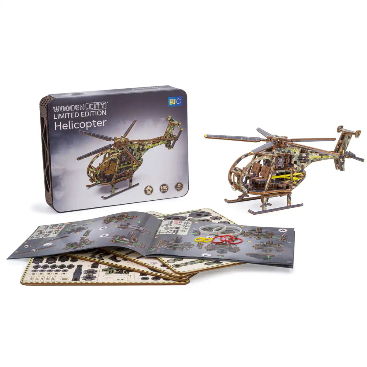 Wooden City LE011 3D Wooden Puzzle – Helicopter Limited Edition