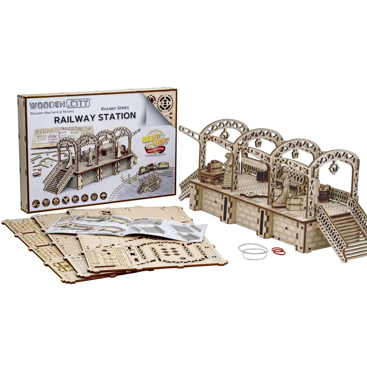 Wooden City WR325 3D Wooden Train Puzzle – Railway Station