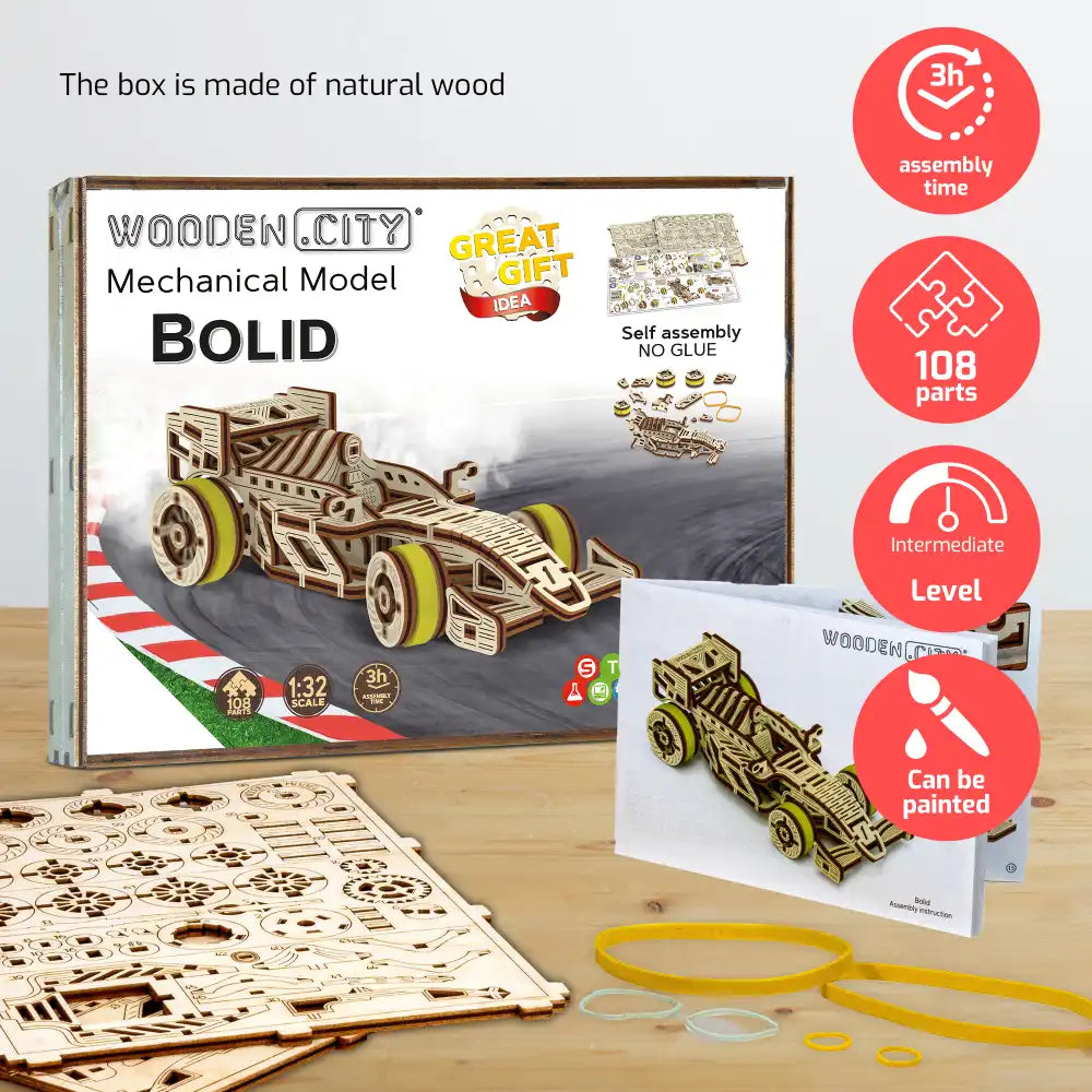 Wooden City WR326 3D Wooden Car Puzzle – Bolid