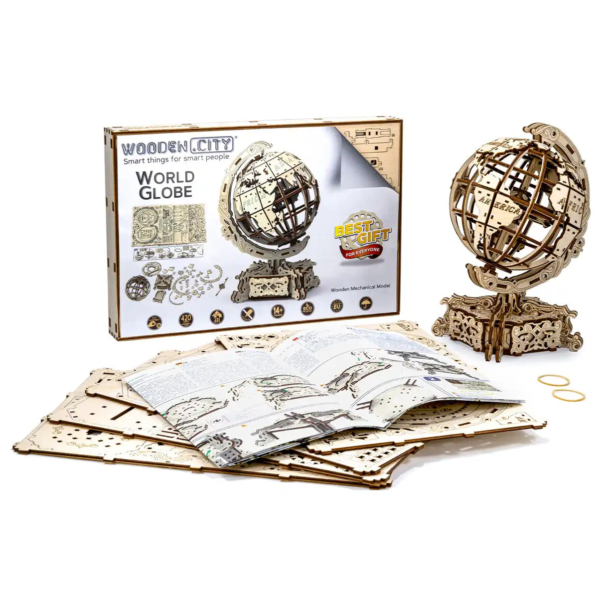 Wooden City WR341 3D Wooden Travel Puzzle – World Globe