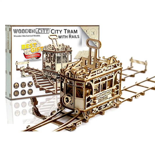 Wooden City WR320 3D Wooden Train Puzzle – City Tram with Rails