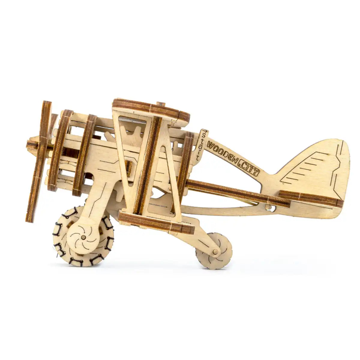 Wooden City WR304 3D Wooden Plane Puzzle – Biplane